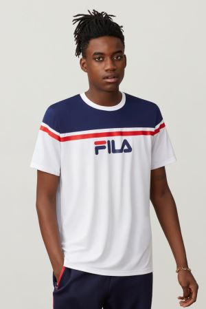 FILA Zelic Crew Shirts White / Red,Mens Clothing | CA.NTQVBH473